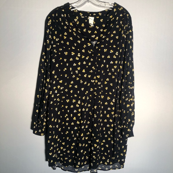 navy blue and yellow floral dress